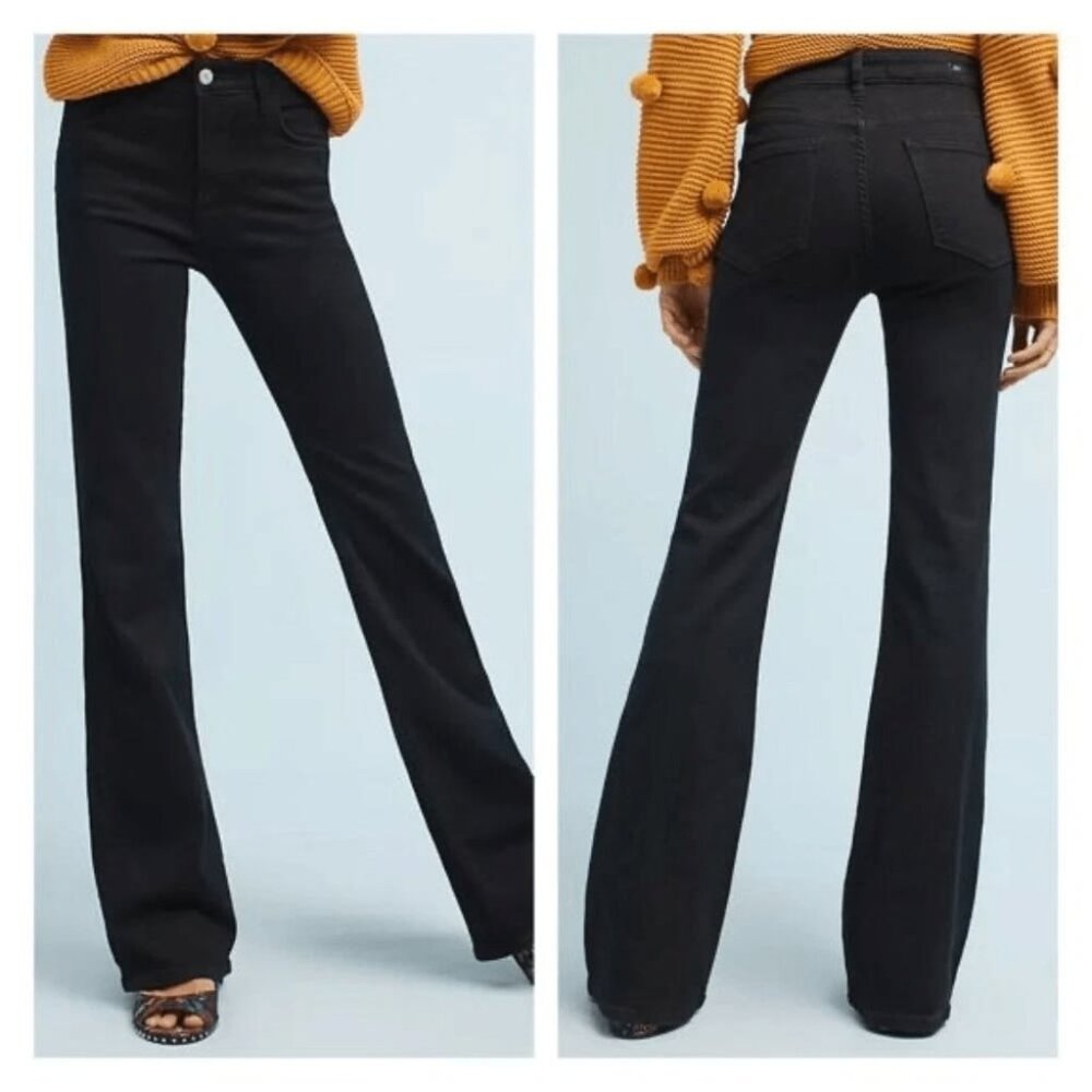 Anthro Pilcro & The Letterpress Women's Black High Rise Bootcut Jeans Size 28